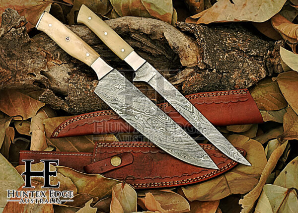 Leather Knife Set 2pcs. Hand Made Forged Knife for Leather. 